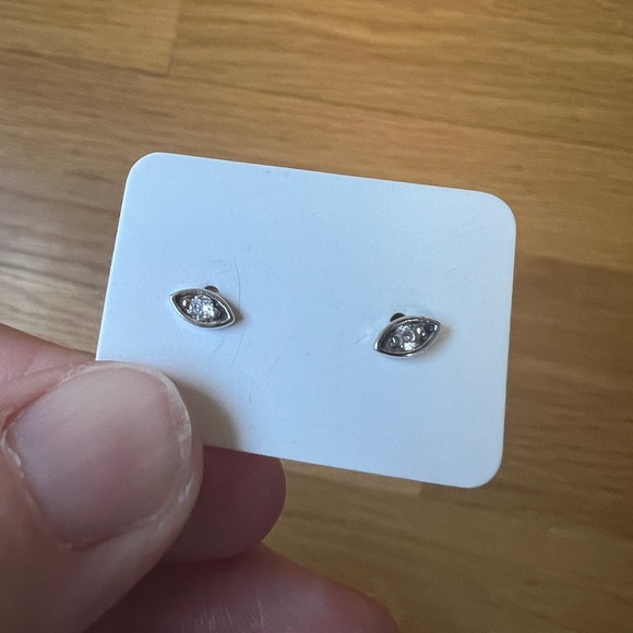 Sterling Silver CZ Evil Eye Mini Studs - Picture 1 of 4